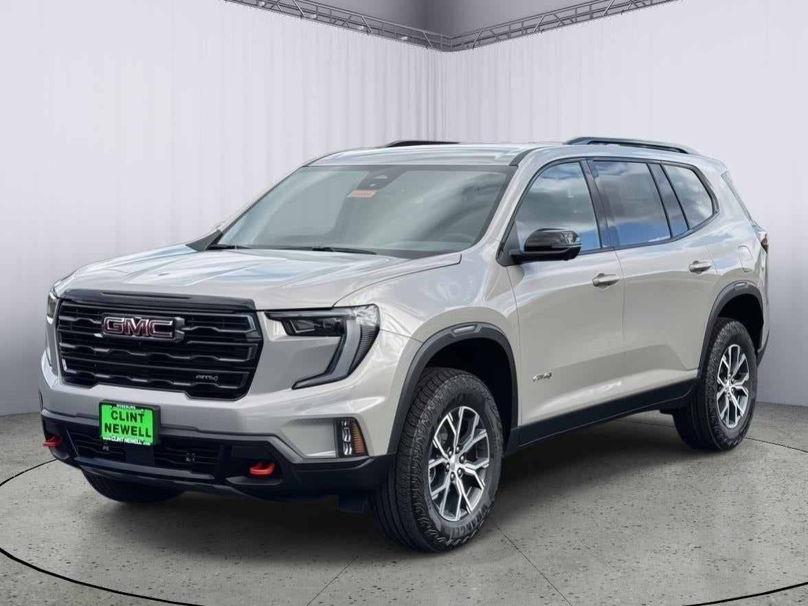 2026 GMC Acadia AT4 in Riverstone Metallic — front three-quarter view